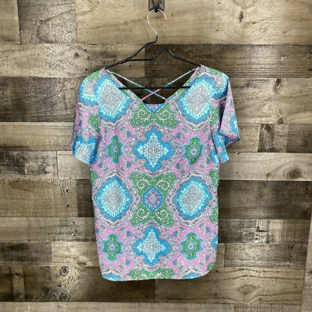 Talbots Short Sleeve Paisley Top Blouse Size Small - Picture 1 of 7